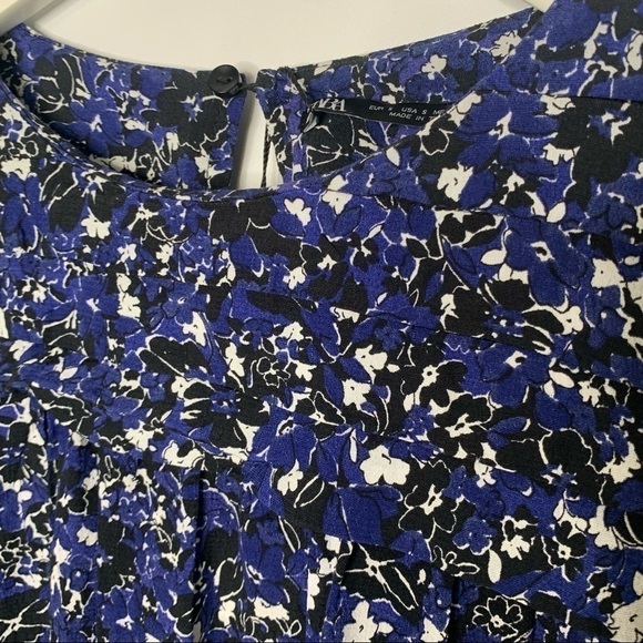 NWT ZARA Blue Floral Long Sleeve Ruffle Hem Mini Dress Size S - Picture 9 of 15